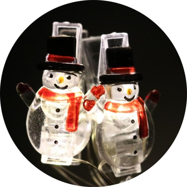 LED-guirlande med snemandsformede fotoklemmer