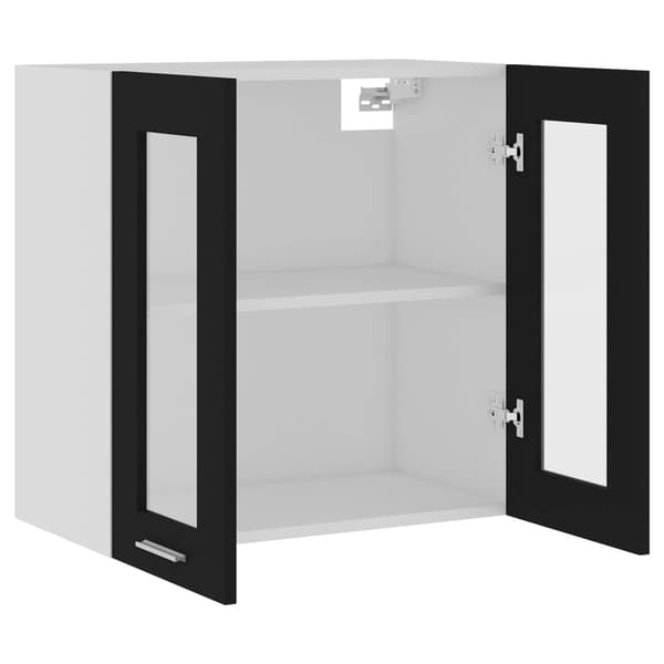 vidaXL vægskab med glas, sort, 60x31x60 cm, spånplade