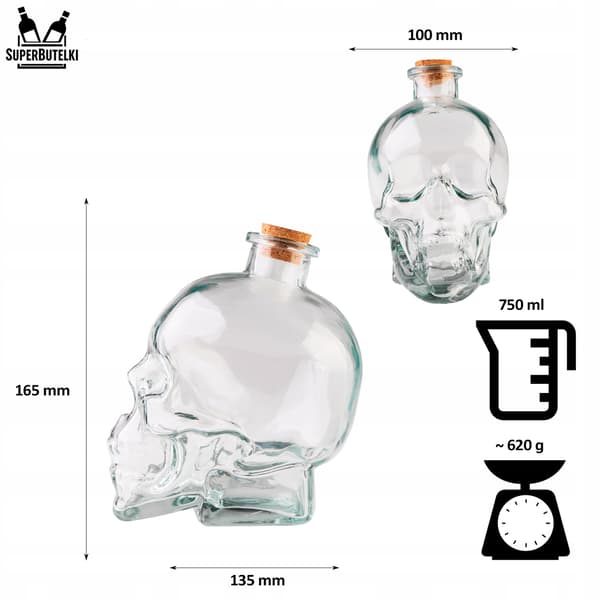 Glaskanna - dödskalle 750 ml