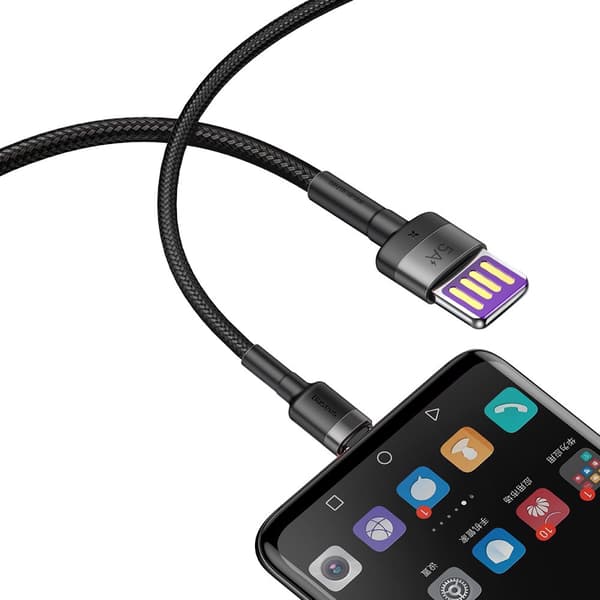 Holdbart USB-kabel USB-C 40W Quick Charge 3.0 QC 3.0 1m Grå-Sort