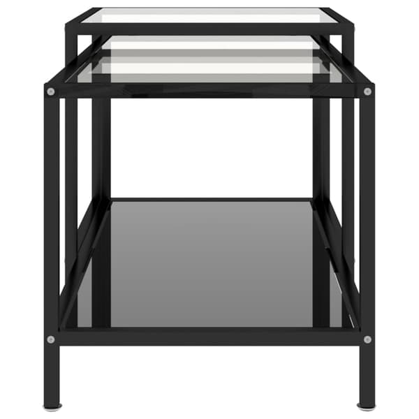vidaXL teborde, sæt med 2, hærdet glas, sort