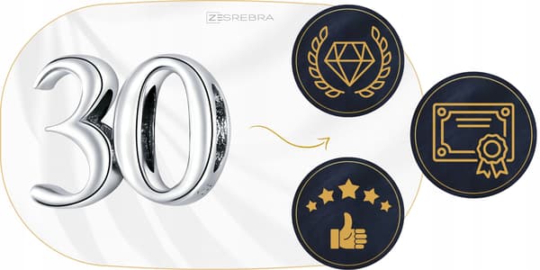 Charms nummer 30 sølv pr 925 perle S925 sølv vedhæng nummer
