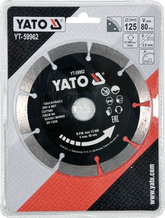 Timanttilevy 125mm segmentoitu YT-59962 YATO