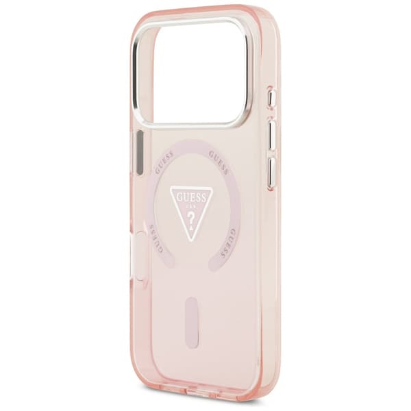 Guess IML Gradient Triangle Logo MagSafe -kotelo iPhone 17 Prolle, pinkki