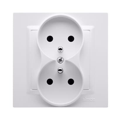 Dobbelt monoblokstikkontakt med jordforbindelse (modul) 16A, 250V~, terminaler
