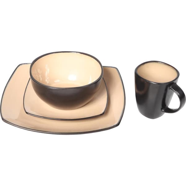 Brunt och beige matservis, diskmaskins- och mikrovågssäker