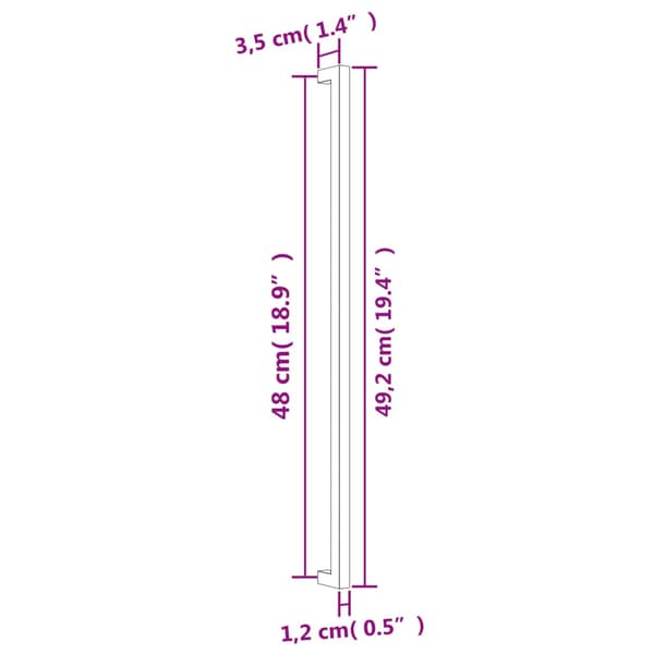 vidaXL skabsgreb 10 stk. sort 480 mm rustfrit stål