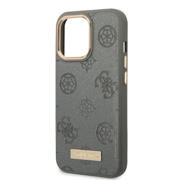 Guess Peony Logo Plate MagSafe-etui til iPhone 13 Pro Max, grå