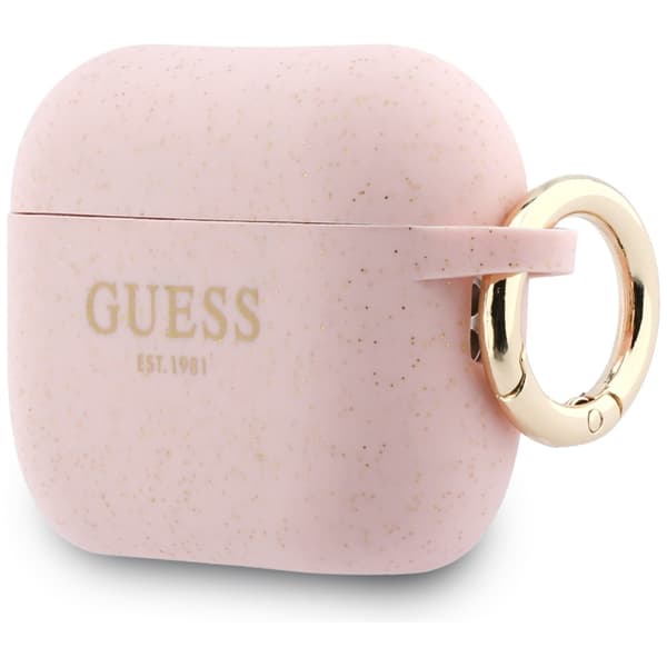 Guess Silikone Glitter Ring Etui til AirPods Pro 3 Lyserød