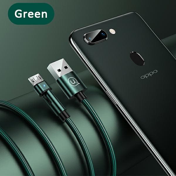 USAMS punottu pyörivä kaapeli U60 2A USB-A - MicroUSB, vihreä