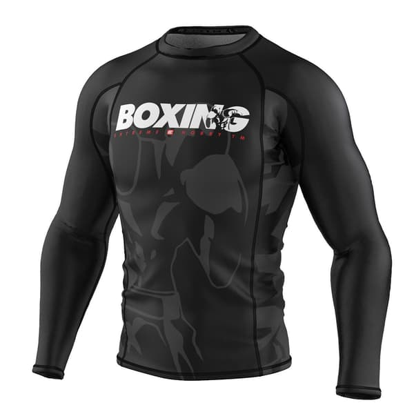 Herre langærmet rashguard BOLD BOXING L SORT