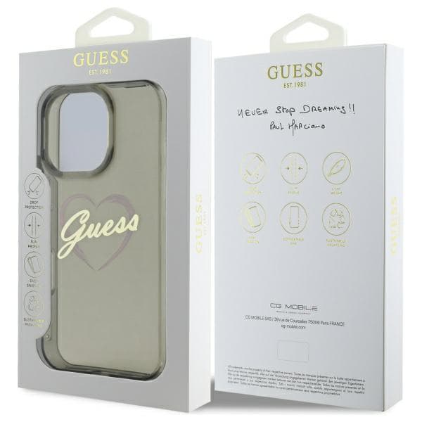 Guess IML Heart-etui til iPhone 16 Pro Max, sort