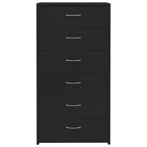 vidaXL kommode med 6 skuffer sort 50 x 34 x 96 cm spånplade