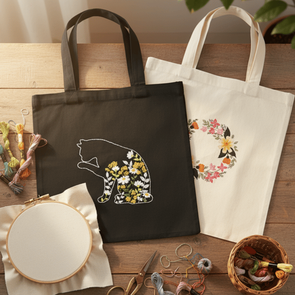 DIY broderikit för handväska med tryck broderiram
