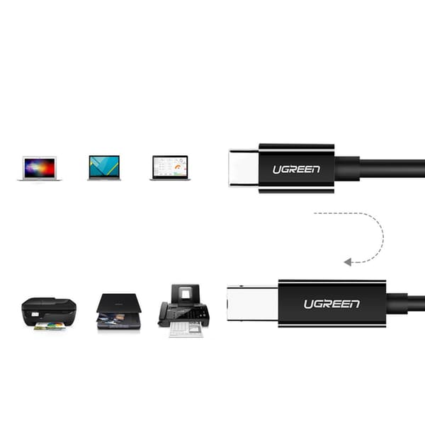 Skrivarkabel USB-C - USB-B 480Mb/s 2m svart