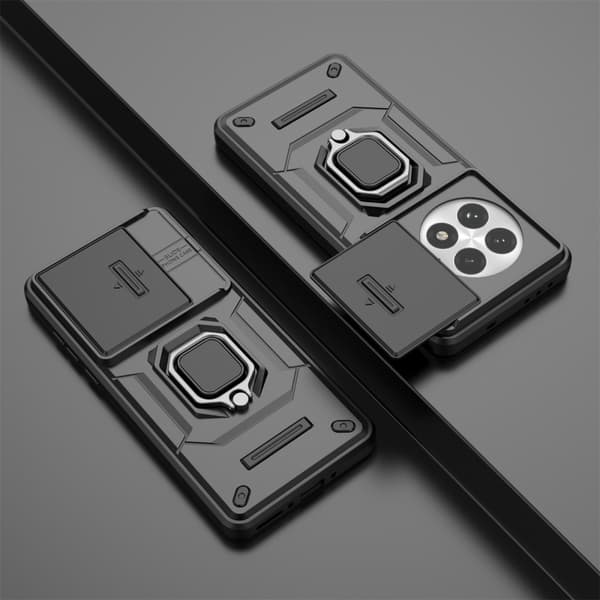 Etui til OnePlus 13, KickStand kameralinse, sort