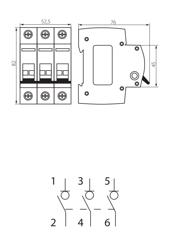 Modulær isolatorafbryder 25A AC-22A KMI til TH35-skinne IDEAL KANLUX