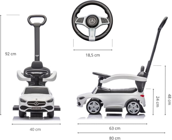 Milly Mally Mercedes C-Klass med Handtag Vit