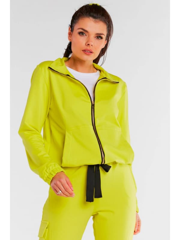 Bomullströja med dragkedja, gul L/XL