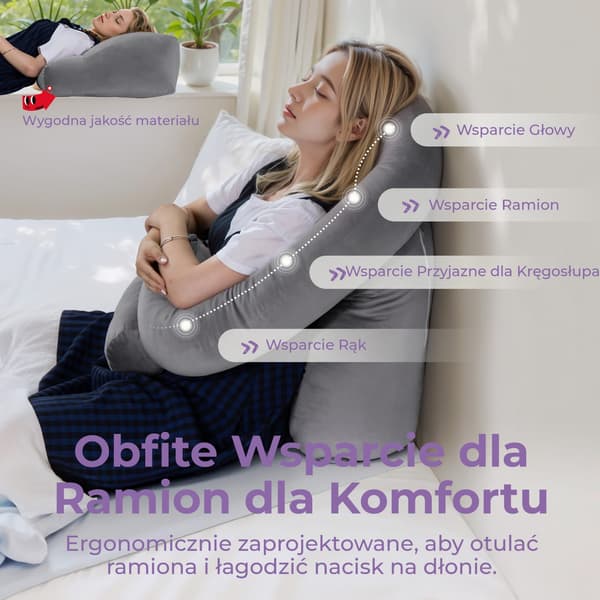 Funktionell kudde med stöd grå