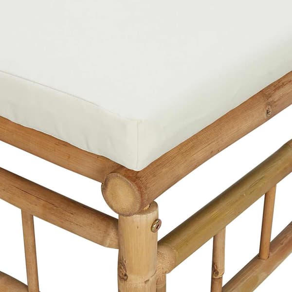 vidaXL 2-delat trädgårdsmöbelset, krämfärgade dynor, bambu