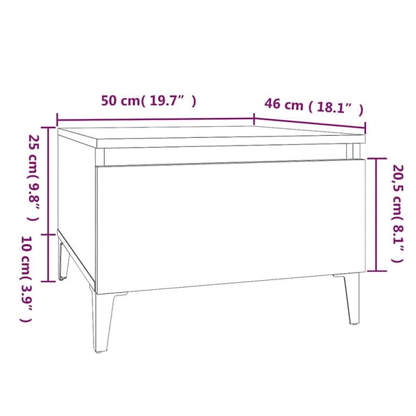 vidaXL sidebord, sort, 50x46x35 cm, træbaseret materiale