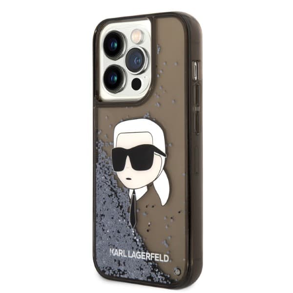 Karl Lagerfeld Glitter Karl Head-etui til iPhone 14 Pro Max, sort