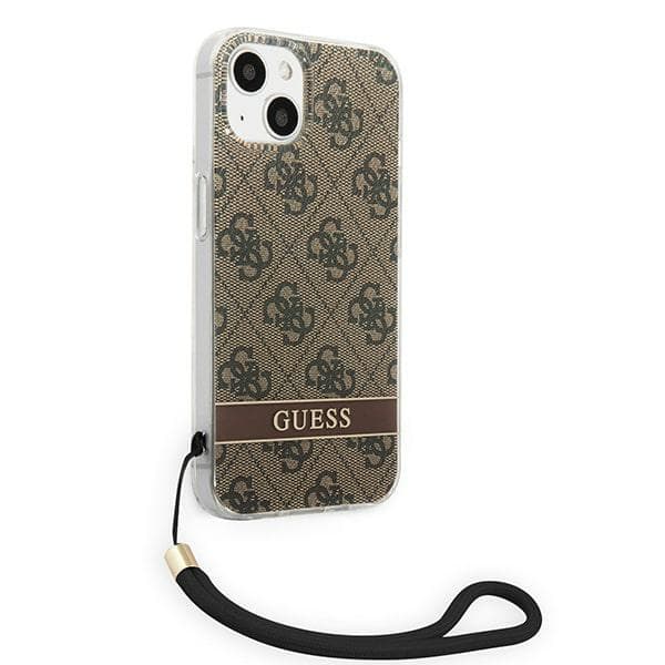 Guess 4G Print Strap-skal till iPhone 14 Plus, Brunt