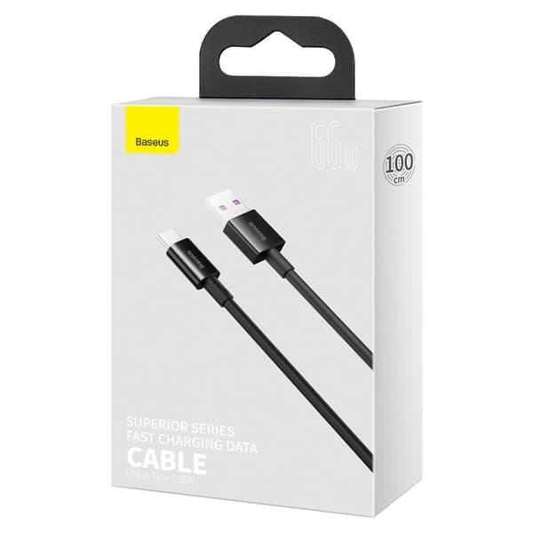 Overlegent Kabel til Huawei USB - USB-C 11V / 6A SuperCharge 1m - Sort