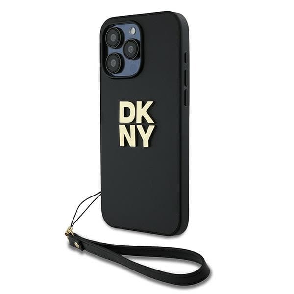 DKNY Wrist Strap Stock Logo-cover til iPhone 16 Pro Max, sort