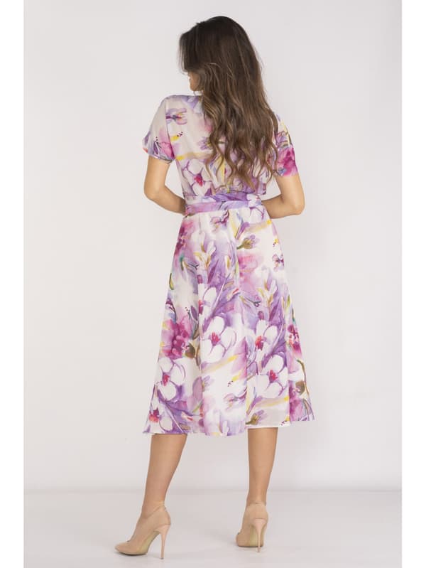 Kimono Midi-mekko lyhythihaisilla, violetit kukat XL