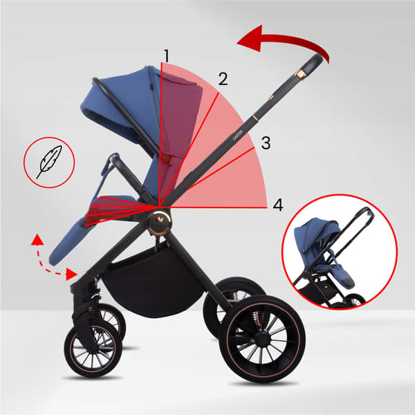BabyLux CASTOR 2-i-1 klapvogn, gondol, let, foldbart sæt