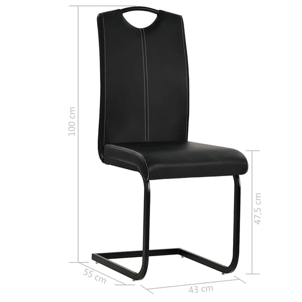 vidaXL Cantilever spisestole, sæt med 2, sort, kunstlæder