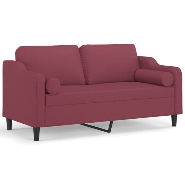 vidaXL 2-sitssoffa med kuddar, vinröd, 140 cm, tyg
