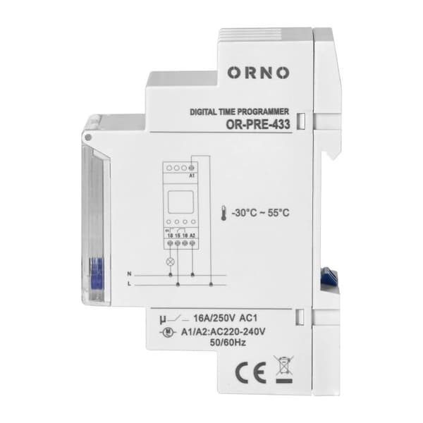 Elektronisk timer med LCD-display för DIN-skena
