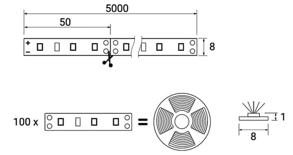 LED-remsa 2838 IP20 5m VARMvit