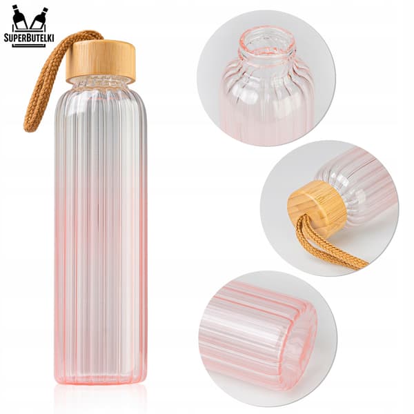 550 ml rillet glasvandflaske (lyserød)