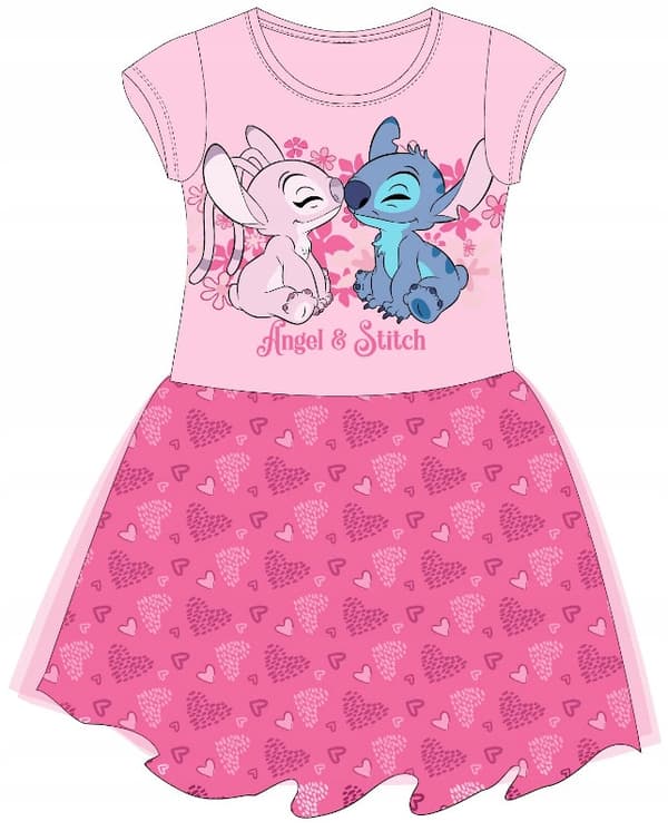 STITCH STITCH KLÄNNING TYLL BOMULL KORTÄRMAD rosa 104 D080E
