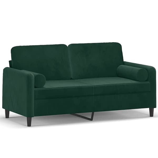 vidaXL 2-sitssoffa med kuddar, mörkgrön, 140 cm, sammet