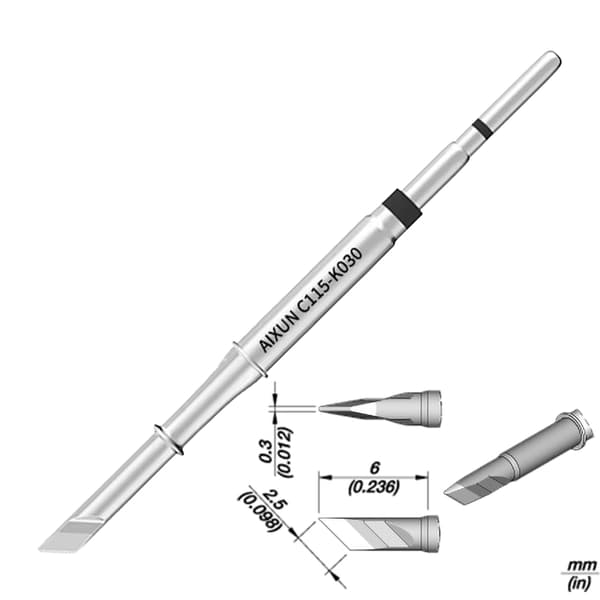 Aixun C115-K030 precisionslödspets, K-typ, 0,3 mm
