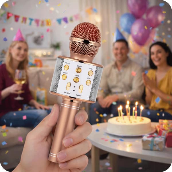 Trådløs mikrofon TIL børnekaraoke MED Bluetooth-højttaler USB MIX