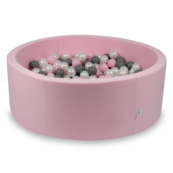 Tør pool, pulverrosa, 110x40, med 500 bolde: perlemor, grå, lysrosa