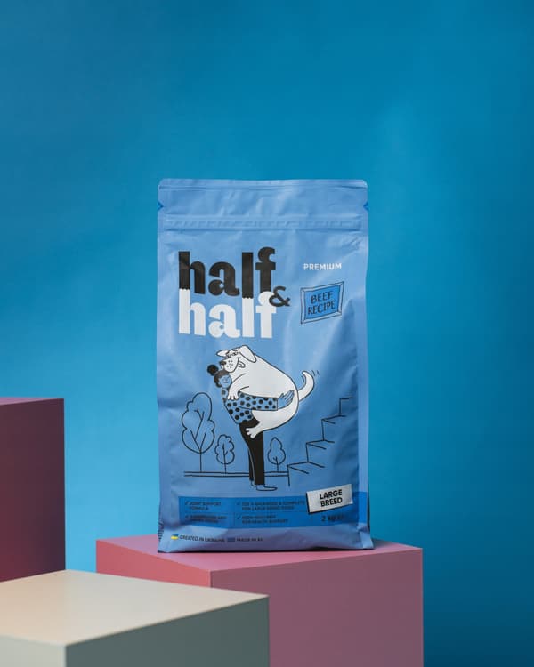 Half&Half Premium torrfoder för vuxna stora raser av nötkött 2 kg