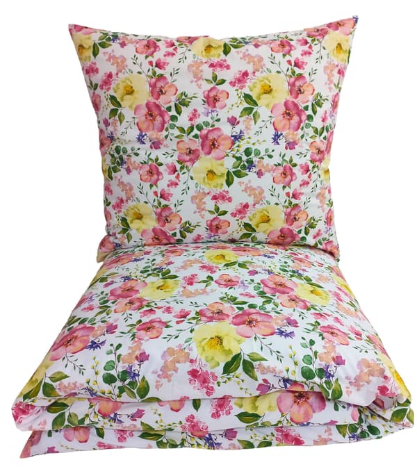 SENGESÆT 200x220 cm TYKT BOMULD MED BLOMSTER