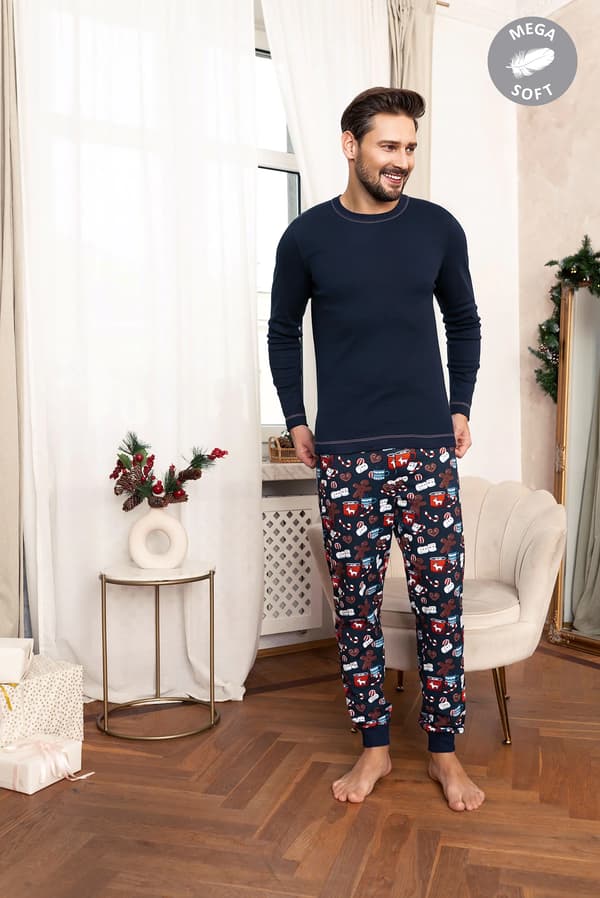 Rojas herrpyjamas långärmad, långbyxor M