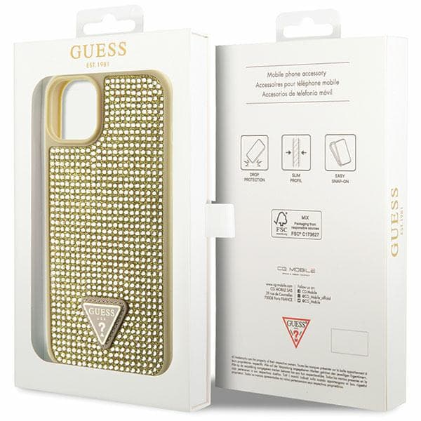 Guess Strass Triangelfodral till iPhone 14 Plus, Guld