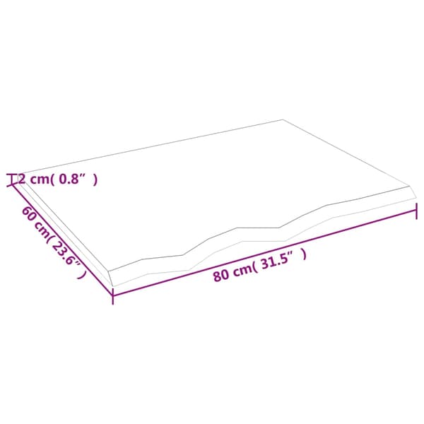 vidaXL bordplade 80x60x2 cm ubehandlet egetræ