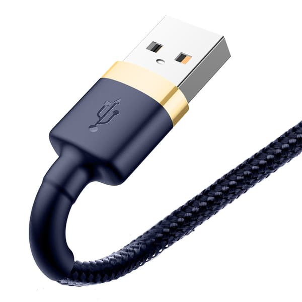 Cafule USB-A - iPhone Lightning 2.4A QC 3.0 Kabel 1m - Blå-Guld