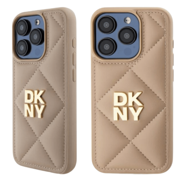 DKNY Quilted Stack Logo iPhone 14 Pro Max -suojakuori, beige