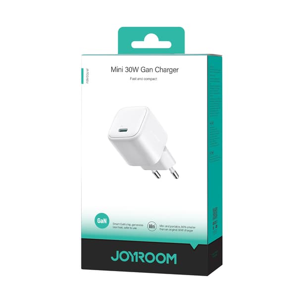 Mini 30W GaN USB-C vægoplader - Hvid